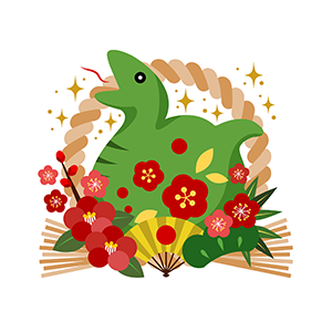 巳としめ縄飾りのイラスト